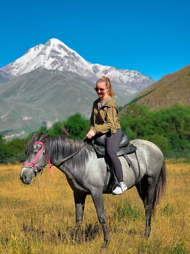Horse riding tours in Kazbegi Caucasus mountains